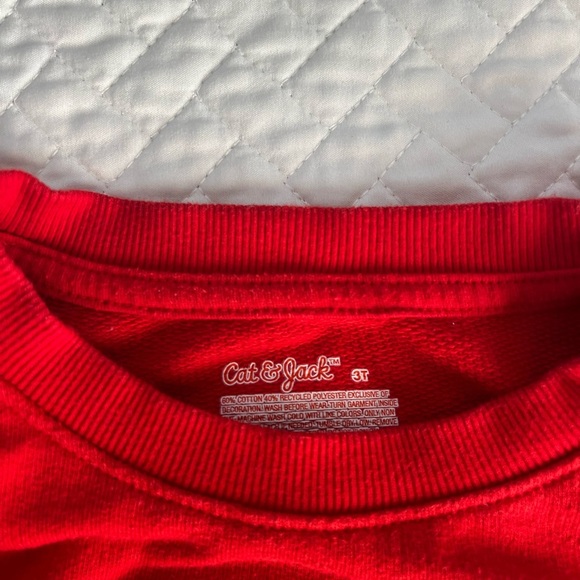 Cat & Jack Red Love Sweatshirt with Ruffled Shoulders - Picture 3 of 3